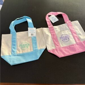 Trader Joe’s Mini Blue and Pink Tote Bags